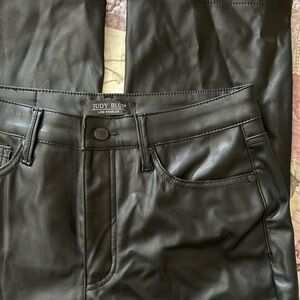 Judy Blue Faux Leather Black Straight Leg Pants